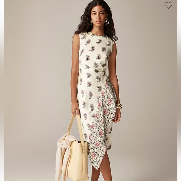 J.Crew Faux-wrap midi dress in paisley size 4 NWT - Picture 2 of 7